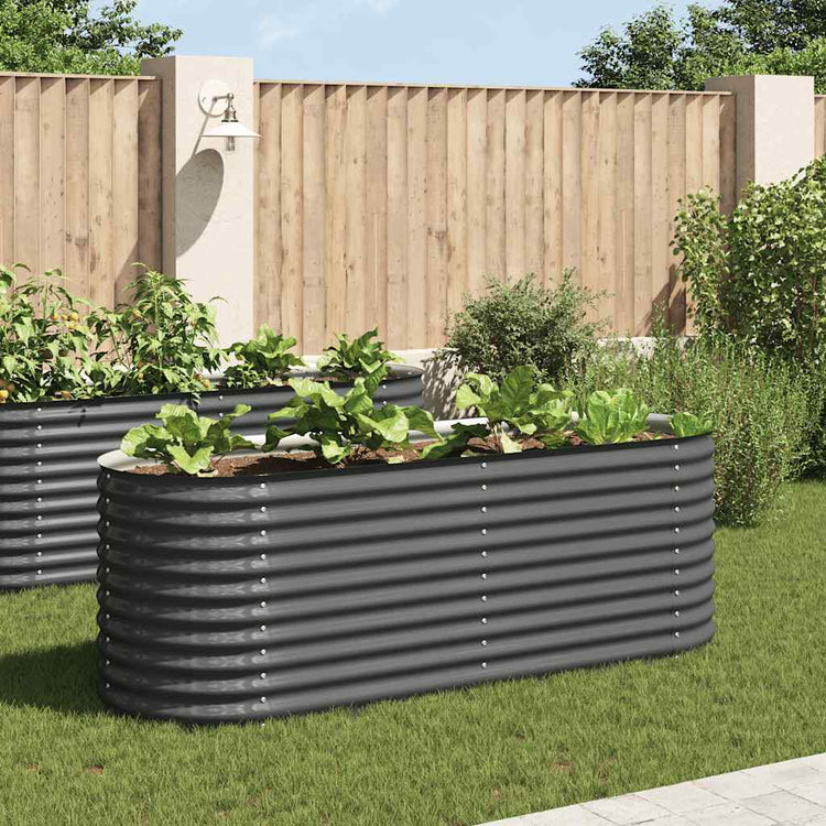Vidaxl Planter surélevé 240x80x81 cm Gray en acier galvanisé