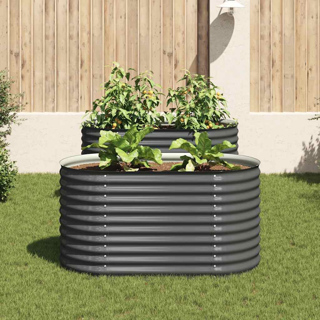 Vidaxl Planter surélevé 160x80x81 cm Gray en acier galvanisé