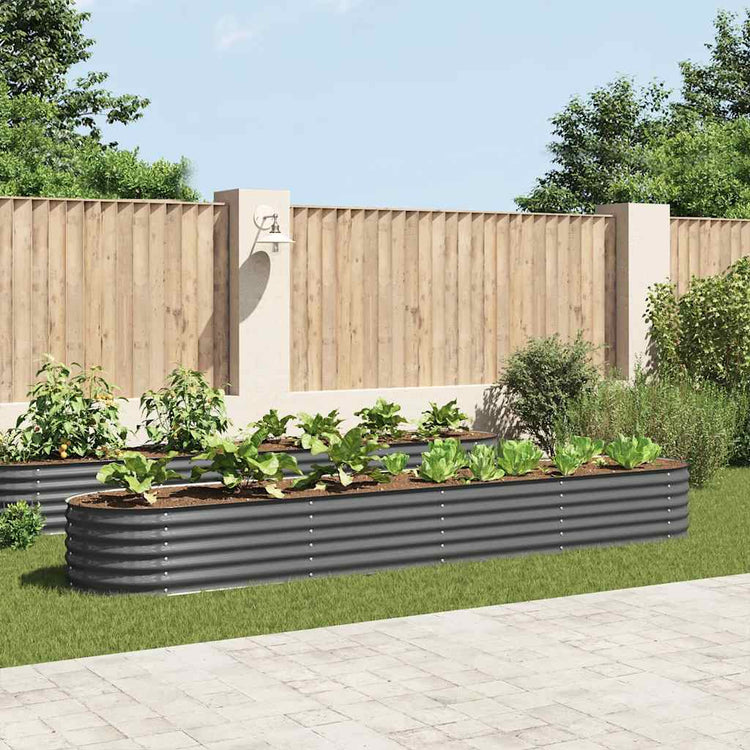 INSERT PLANTER VIDAXL 400x80x44 cm Gray en acier galvanisé