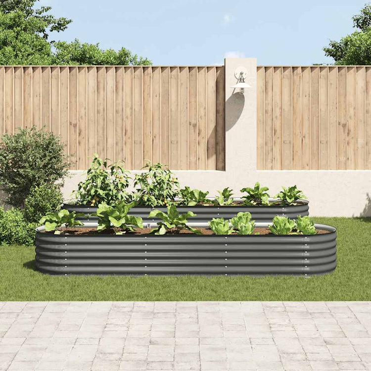 Planteur vidaxl inséré 320x80x44 cm gris en acier galvanisé