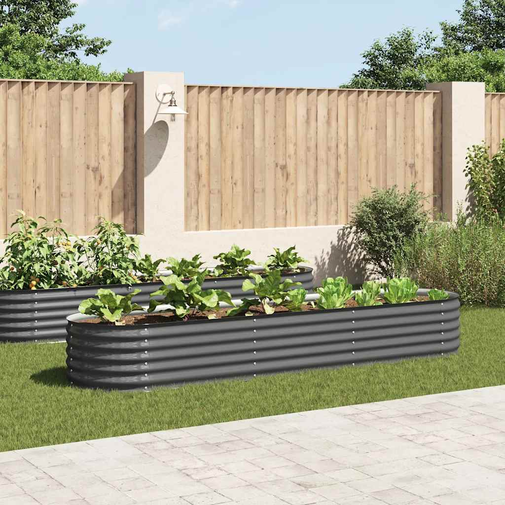 Planteur vidaxl inséré 320x80x44 cm gris en acier galvanisé