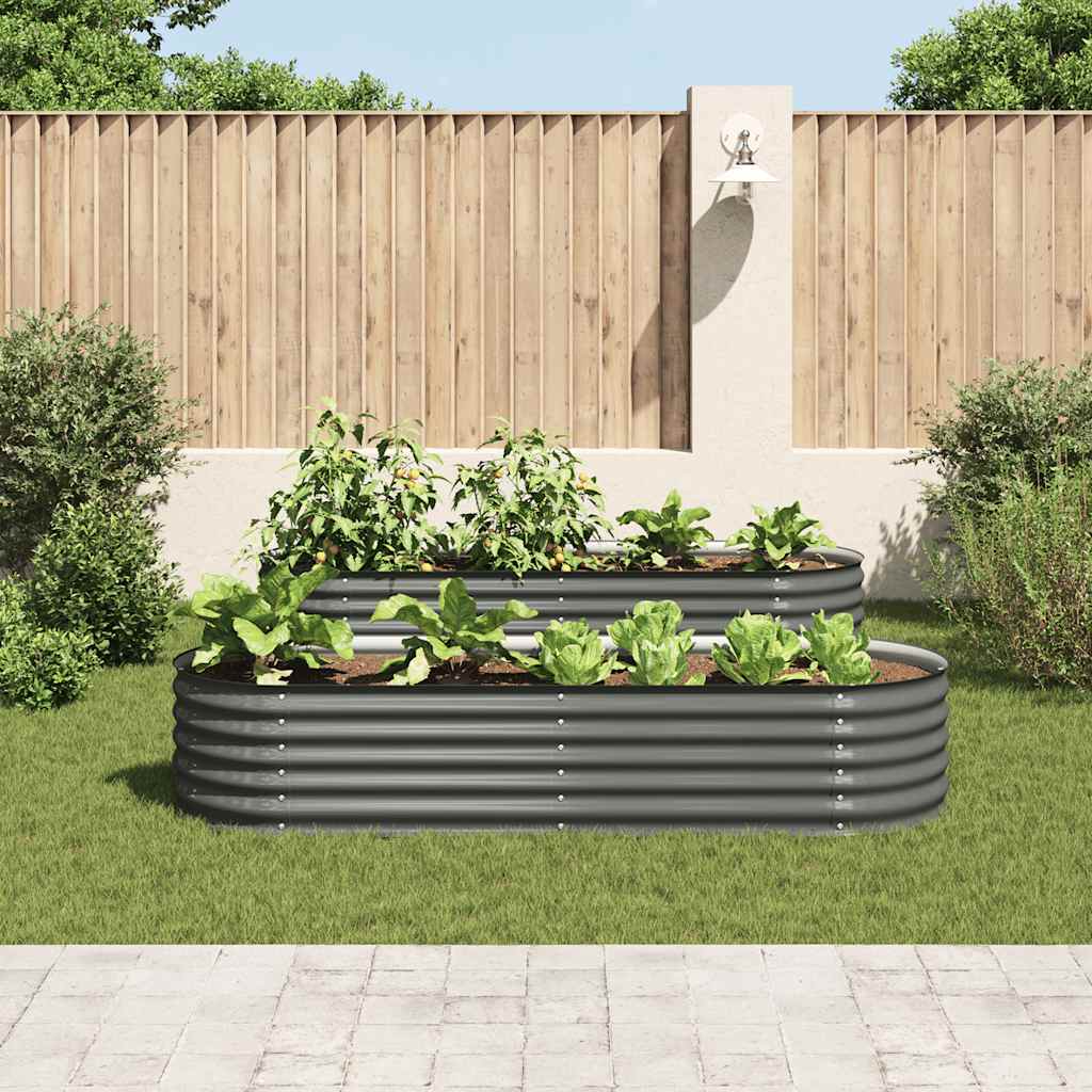 Vidaxl Planter surélevé 240x80x44 cm Gray en acier galvanisé