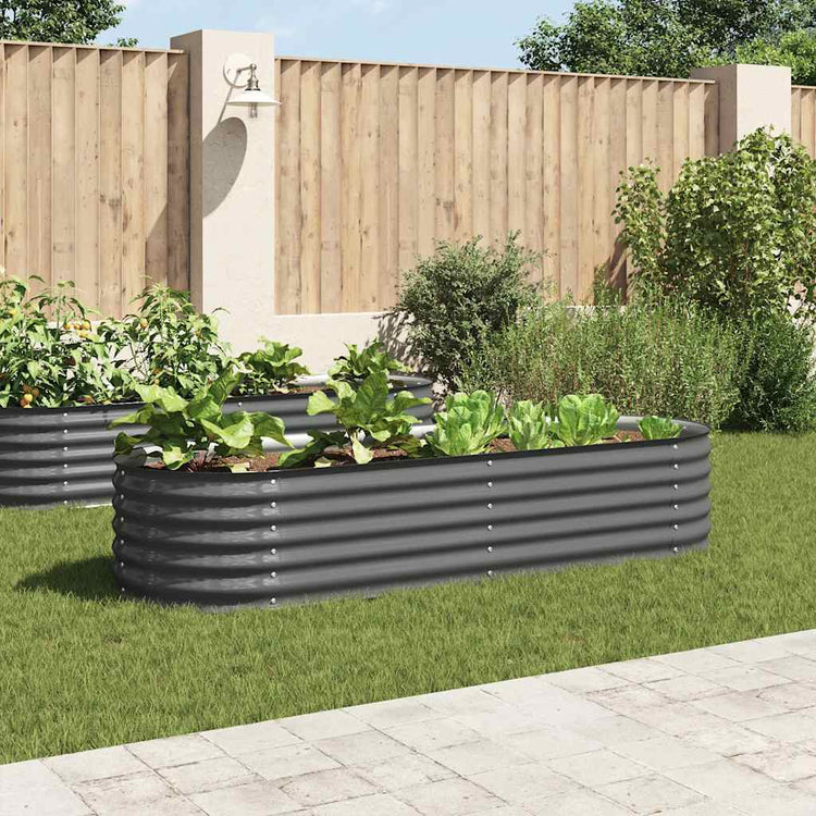 Vidaxl Planter surélevé 240x80x44 cm Gray en acier galvanisé