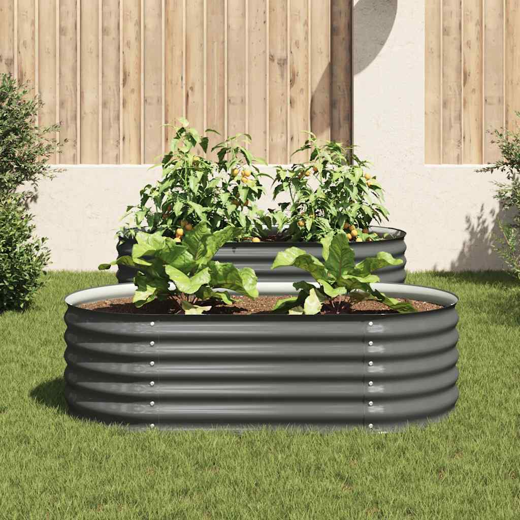 Vidaxl Planter surélevé 160x80x44 cm Gray en acier galvanisé