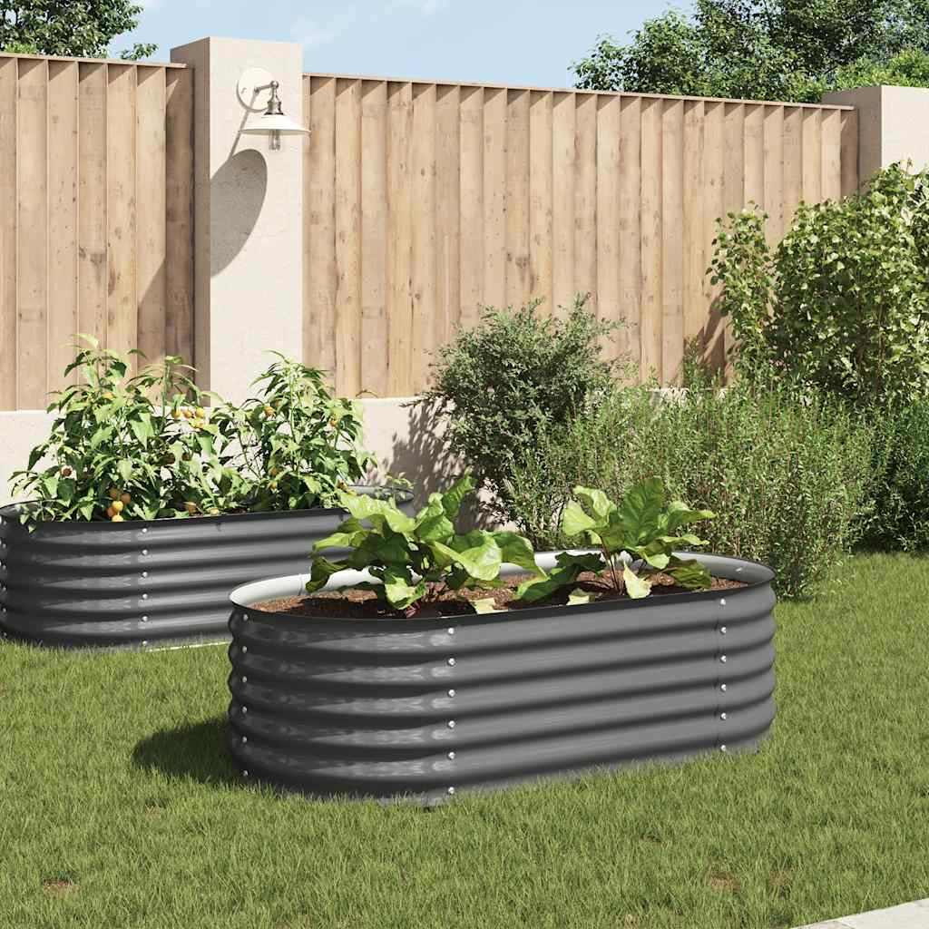 Vidaxl Planter surélevé 160x80x44 cm Gray en acier galvanisé