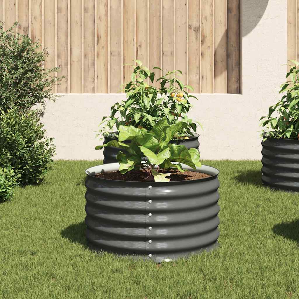 Vidaxl Planter surélevé 80x80x44 cm Gray en acier galvanisé
