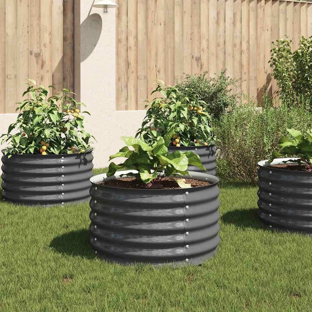 Vidaxl Planter surélevé 80x80x44 cm Gray en acier galvanisé