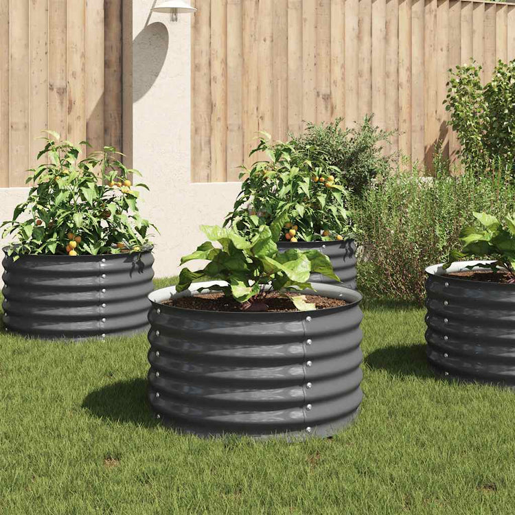 Vidaxl Planter surélevé 80x80x44 cm Gray en acier galvanisé