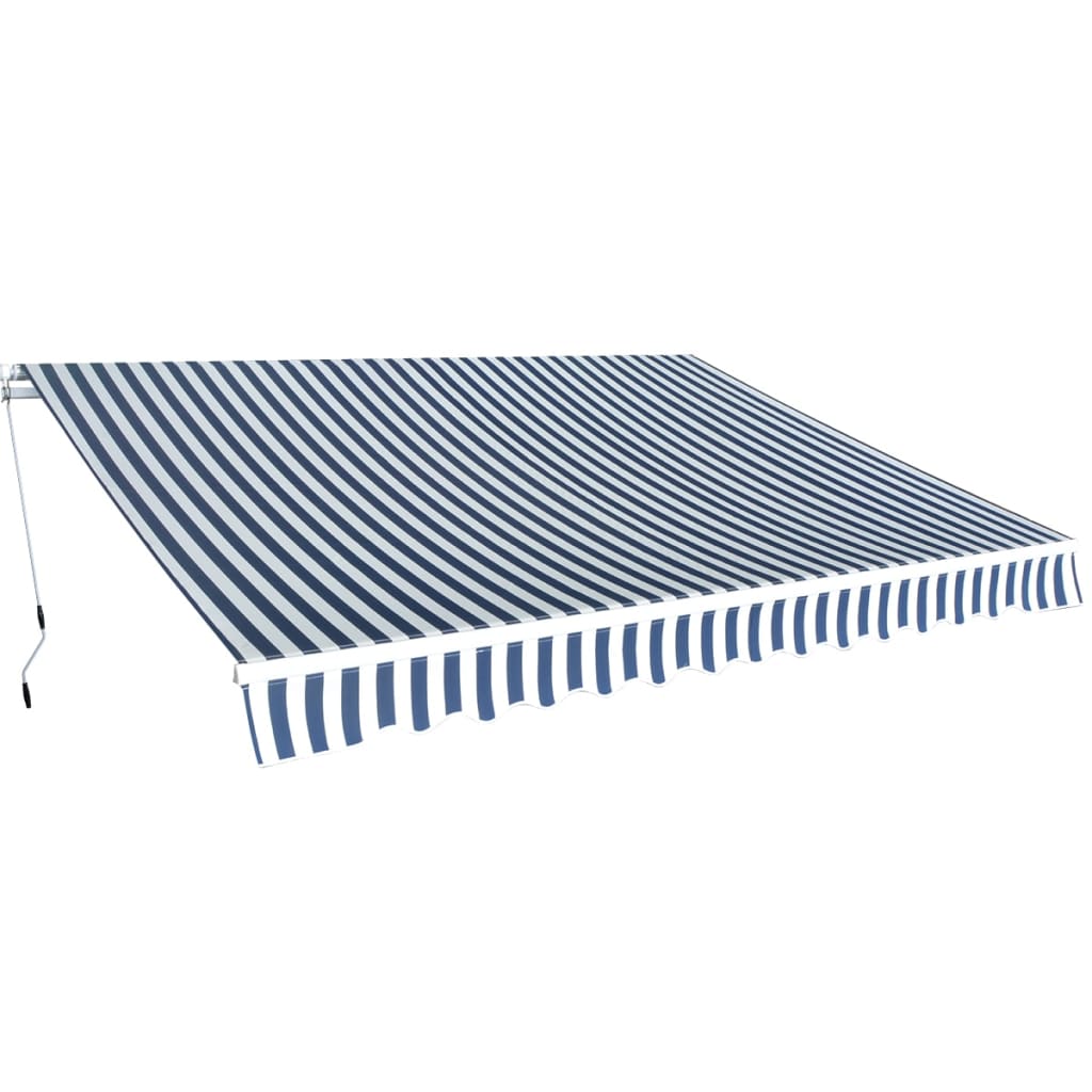 Vidaxl luifel extensible manuellement 350 cm blanc bleu