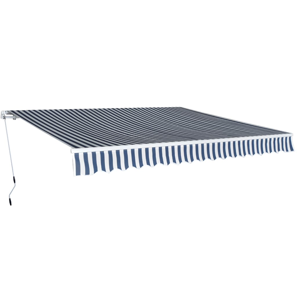 Vidaxl luifel extensible manuellement 400 cm blanc bleu