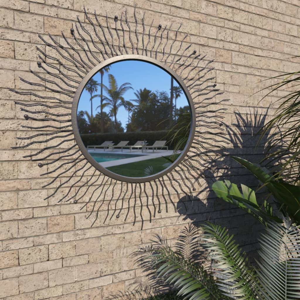 Vidaxl Garden Mirror Miroir Sunburst 80 cm noir