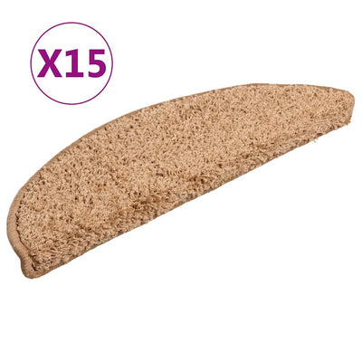 Vidaxl Mats d'escalier 15 st 56x17x3 cm beige