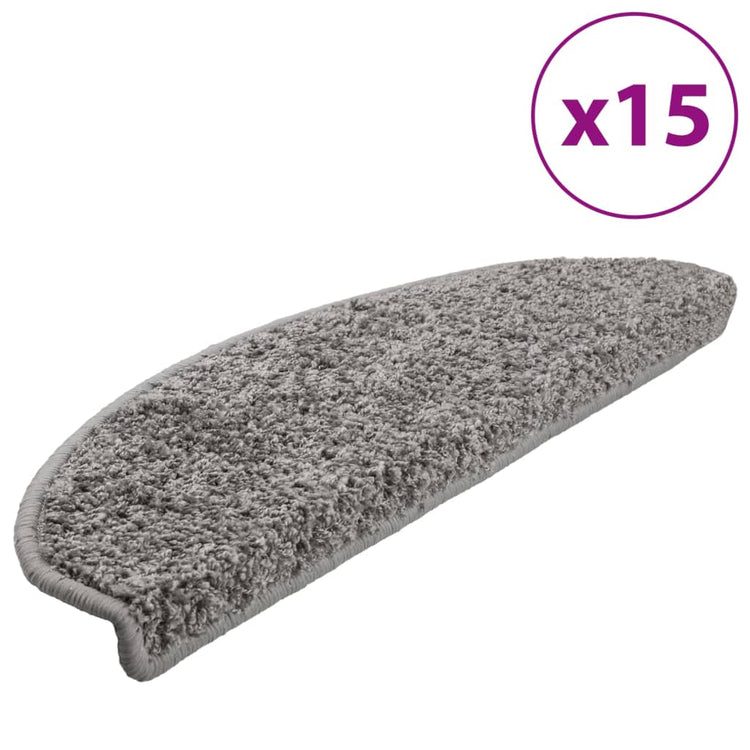 VidaXL tapis d'escalier 15 pcs 65x21x4 cm gris semi-circulaire grand