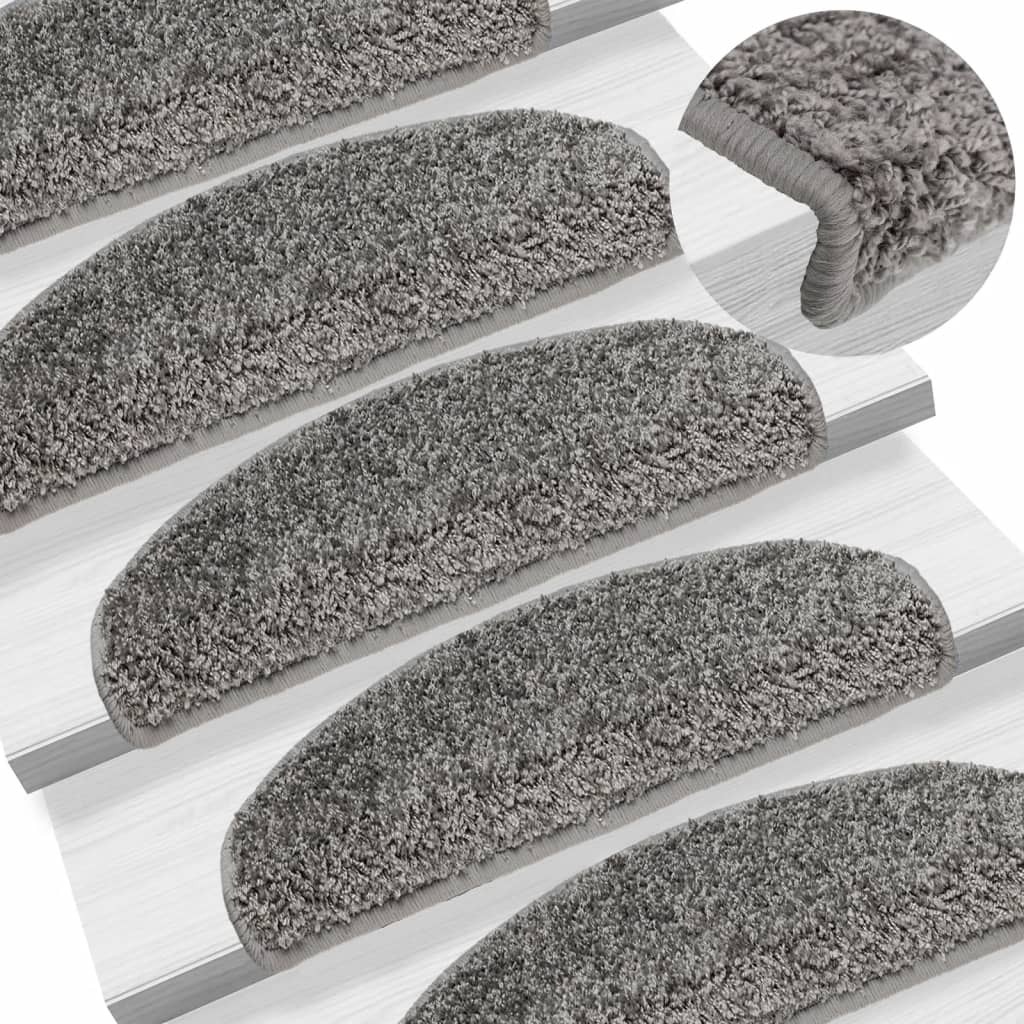 VidaXL tapis d'escalier 15 pcs 65x21x4 cm gris semi-circulaire grand
