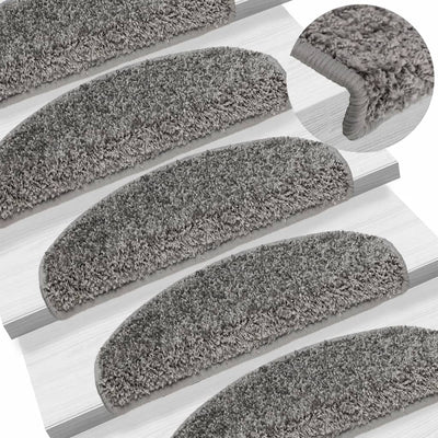 VidaXL tapis d'escalier 15 pcs 65x21x4 cm gris semi-circulaire grand