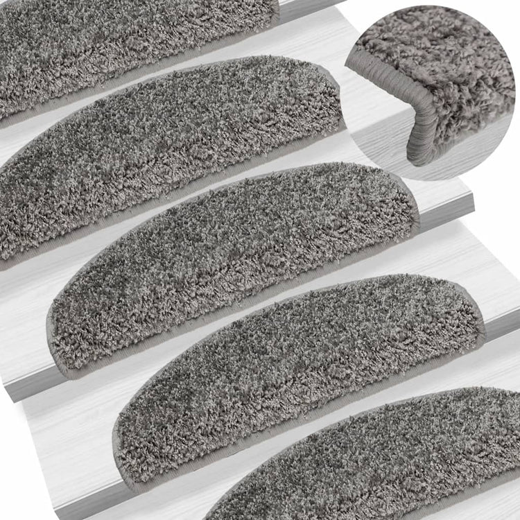VidaXL tapis d'escalier 15 pcs 65x21x4 cm gris semi-circulaire grand