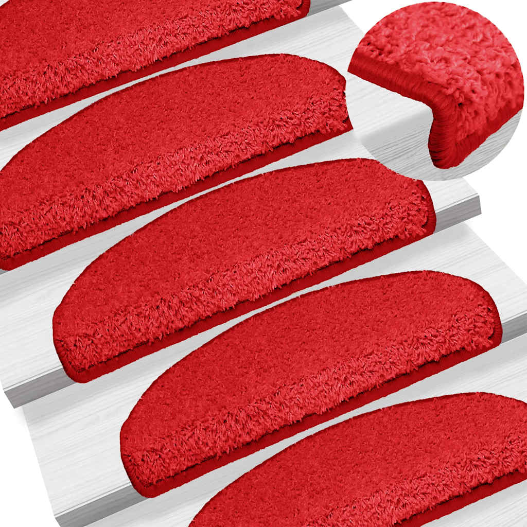 Vidaxl Mat à escalier 15 st 65x21x4 cm rouge