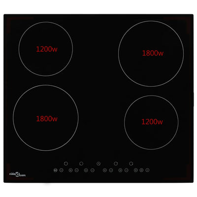 Vidaxl Ceramic Hob avec 4 zones de cuisson Contrôle tactile 6000 W