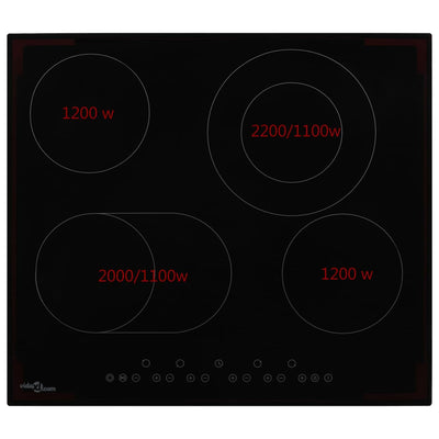 Vidaxl Ceramic Hob avec 4 zones de cuisson Contrôle tactile 6600 W