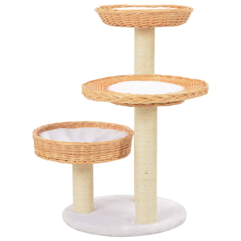 Vidaxl griffoir pour chat avec griffoir en sisal, bois de saule naturel