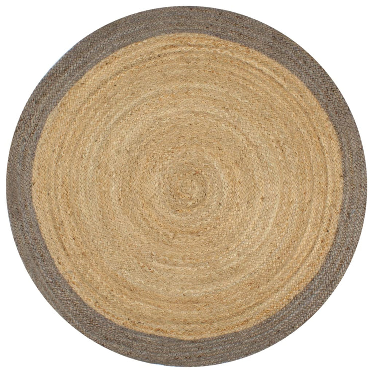 Viaxl tapis fait à la main avec une bordure grise 90 cm jute