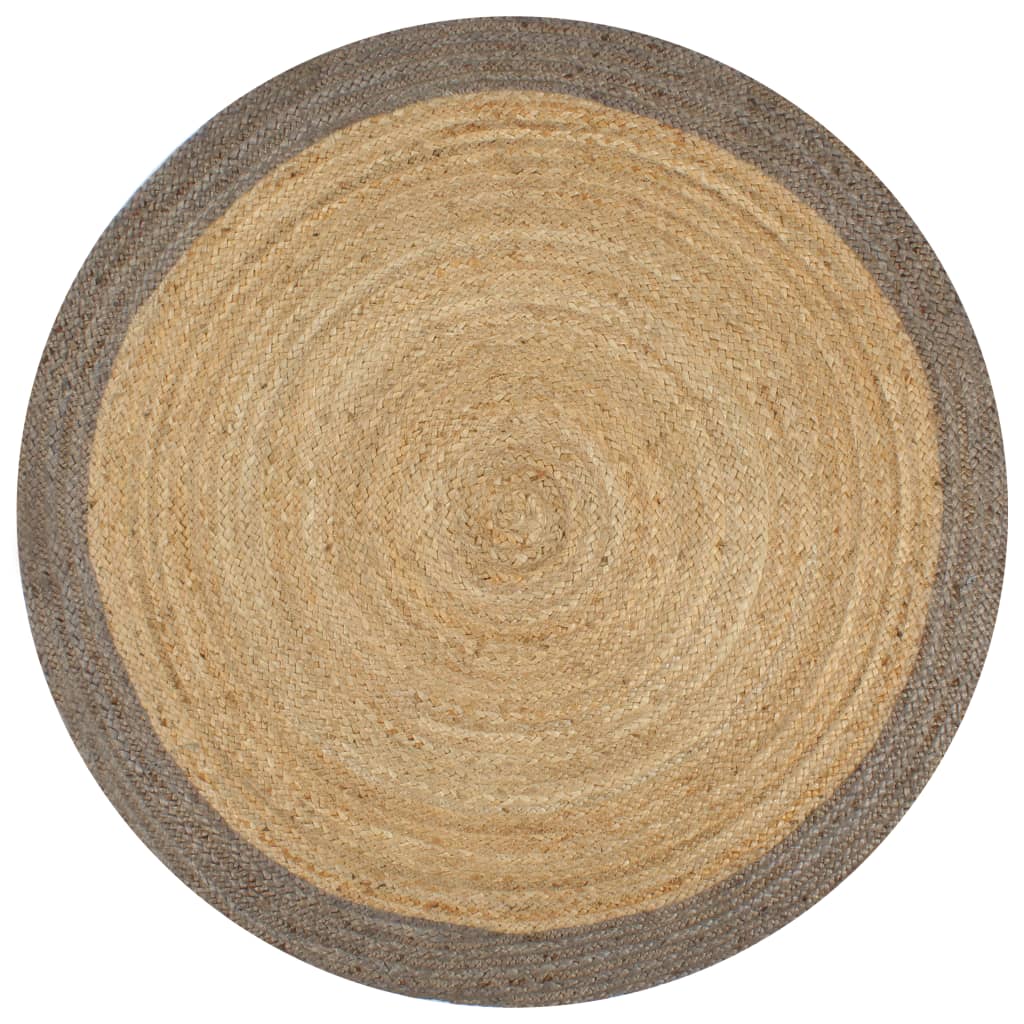 Viaxl tapis fait à la main avec une bordure grise 120 cm jute