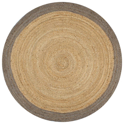 Viaxl tapis fait à la main avec une bordure grise 120 cm jute
