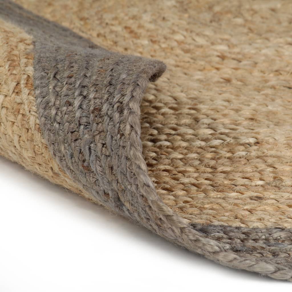 Viaxl tapis fait à la main avec une bordure grise 120 cm jute