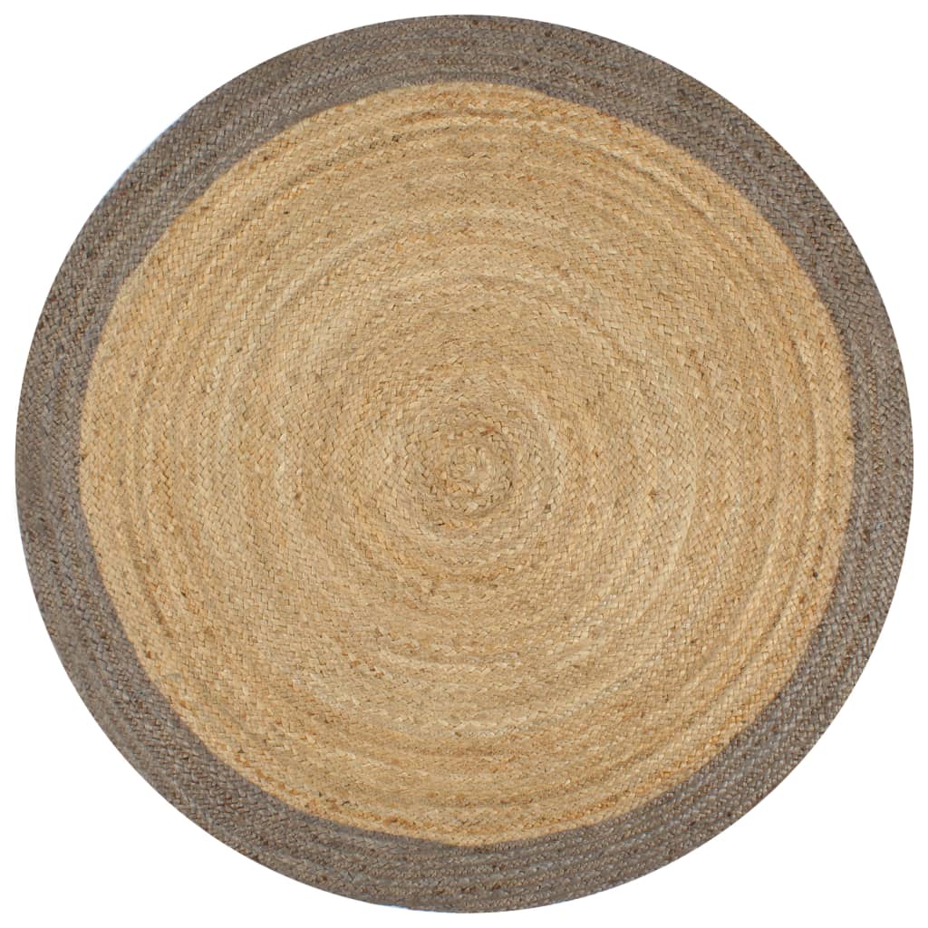 Viaxl tapis fait à la main avec un bord gris 150 cm jute
