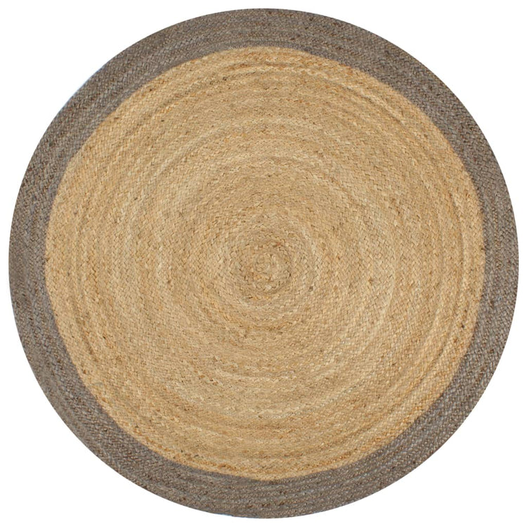 Viaxl tapis fait à la main avec un bord gris 150 cm jute