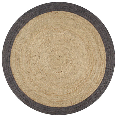 Viaxl tapis fait à la main avec une bordure gris foncé 120 cm jute