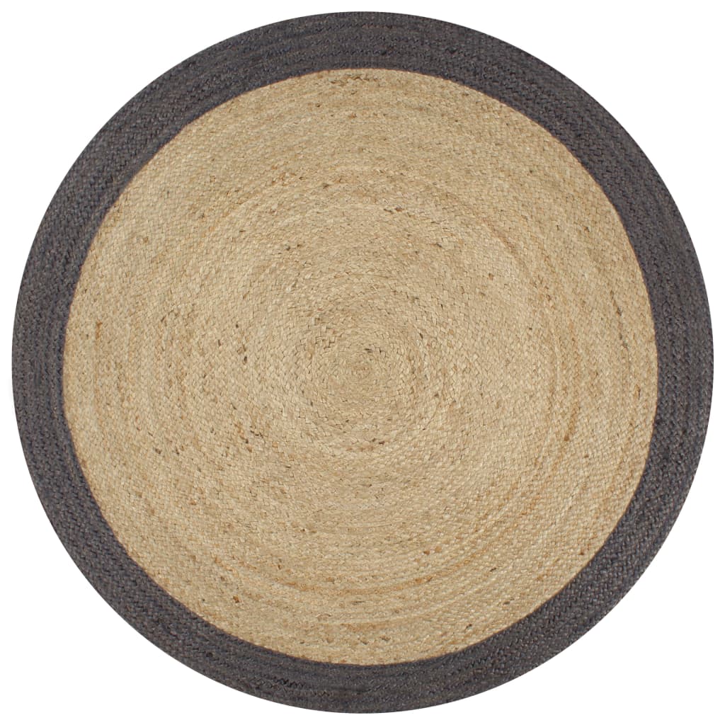 Viaxl tapis fait à la main avec une bordure gris foncé 150 cm jute