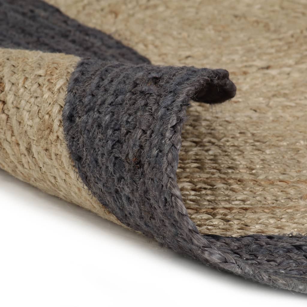 Viaxl tapis fait à la main avec une bordure gris foncé 150 cm jute