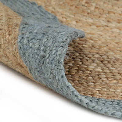 Viaxl tapis fait à la main avec une bordure verte olive 90 cm jute