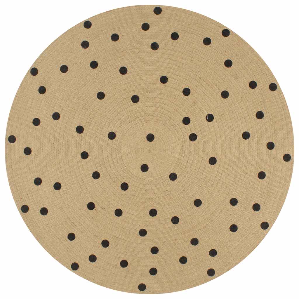 Vidaxl tapis fait à la main avec imprimer Polkadot 90 cm jute