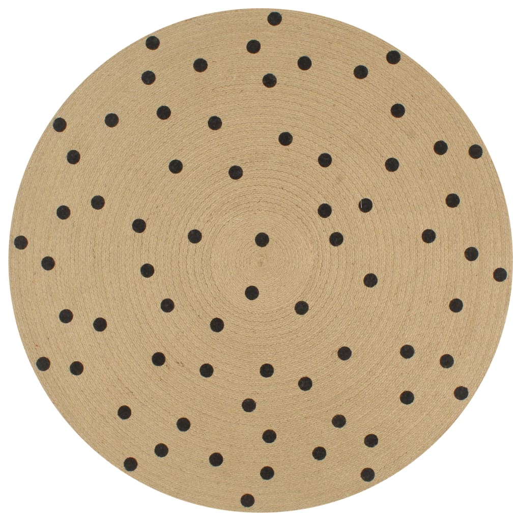 Vidaxl tapis fait à la main avec imprimer Polkadot 150 cm Jute