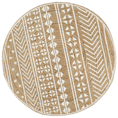 Vidaxl tapis fait à la main avec un jute de 90 cm à imprimé blanc
