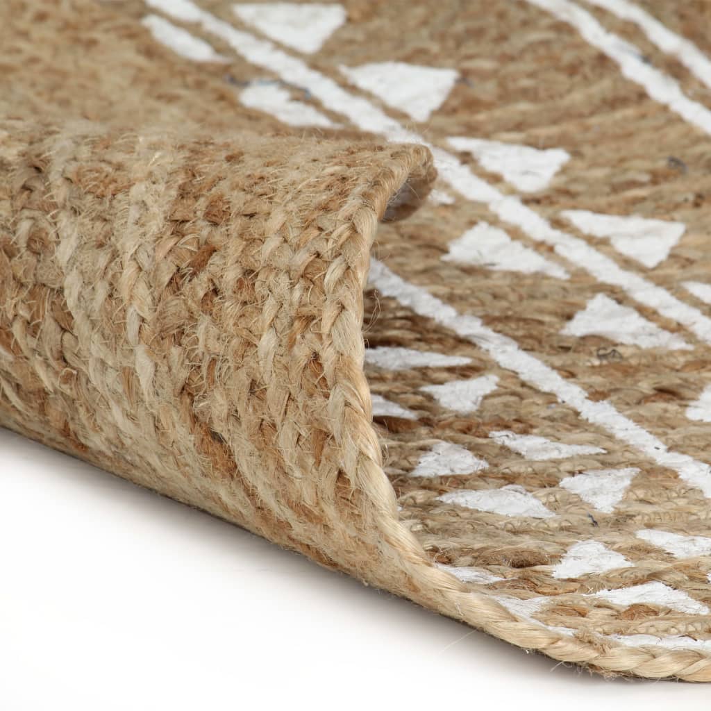 Vidaxl tapis fait à la main avec un jute de 90 cm à imprimé blanc