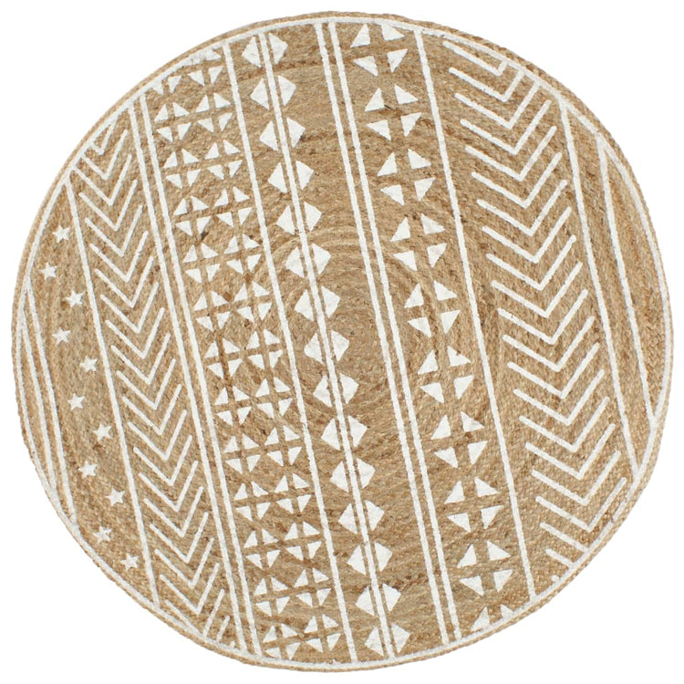 Vidaxl tapis fait à la main avec une impression blanche 150 cm jute