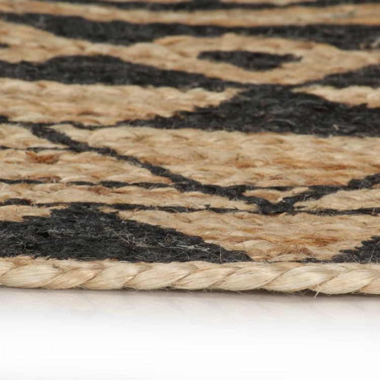 Vidaxl tapis fait à la main avec un jute noire à imprimé noir 90 cm