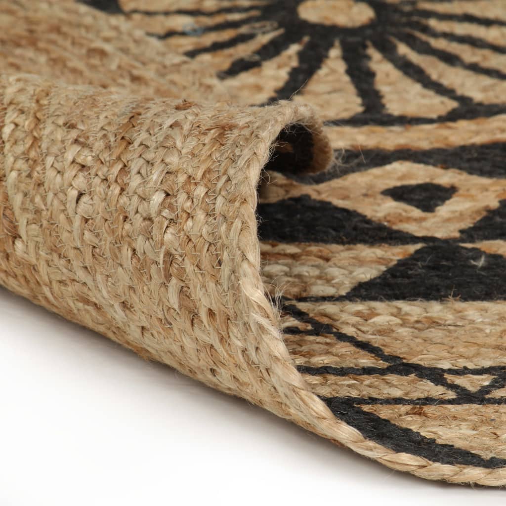 Vidaxl tapis fait à la main avec imprimé noir 150 cm jute