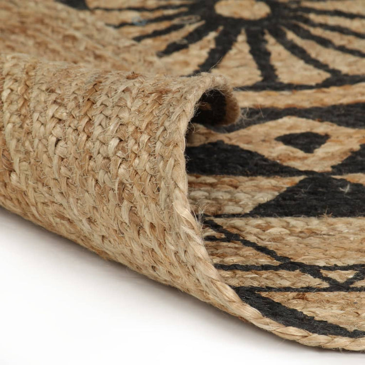 Vidaxl tapis fait à la main avec imprimé noir 150 cm jute