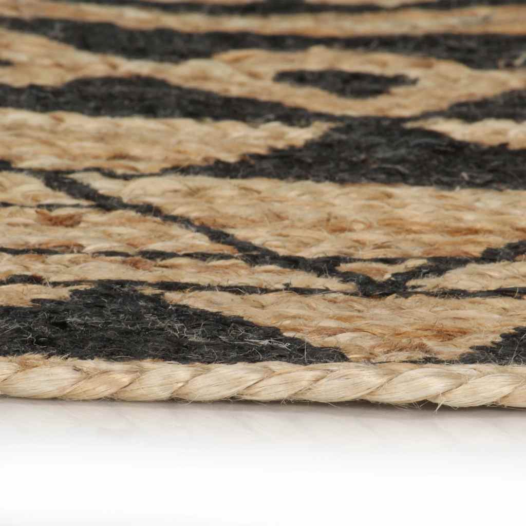 Vidaxl tapis fait à la main avec imprimé noir 150 cm jute