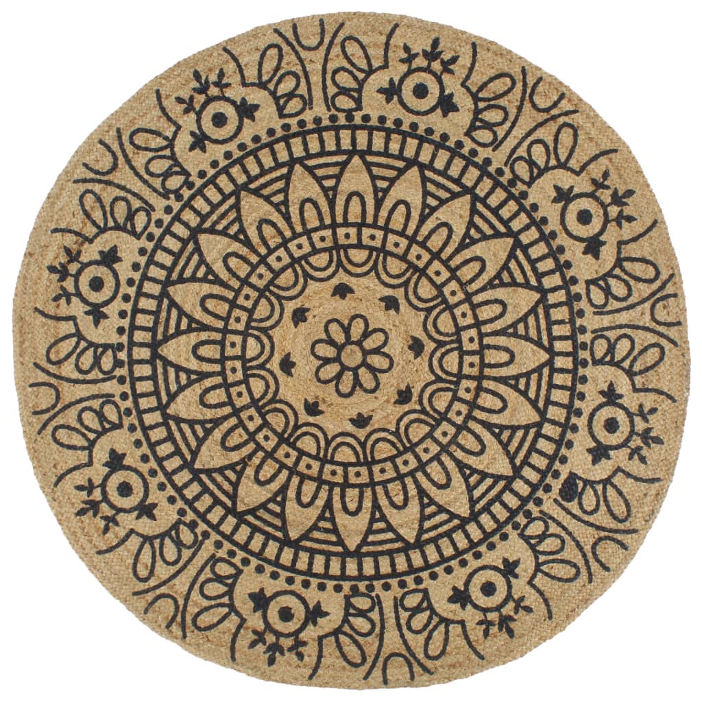 Viaxl tapis fait à la main avec un jute de 120 cm en bleu foncé 120 cm