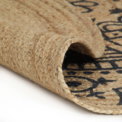 Viaxl tapis fait à la main avec un jute de 120 cm en bleu foncé 120 cm