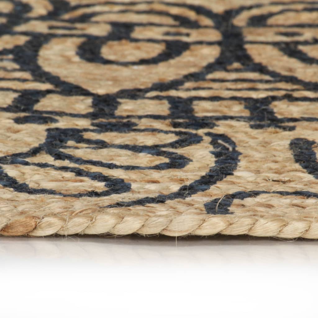 Viaxl tapis fait à la main avec un jute de 120 cm en bleu foncé 120 cm