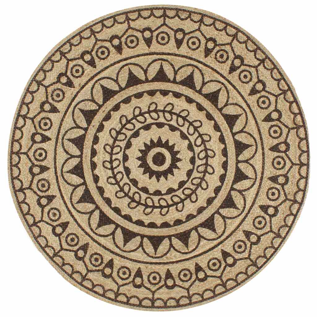 Viaxl tapis fait à la main avec imprimé brun foncé 90 cm jute