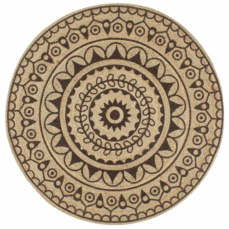 Viaxl tapis fait à la main avec imprimé brun foncé 90 cm jute