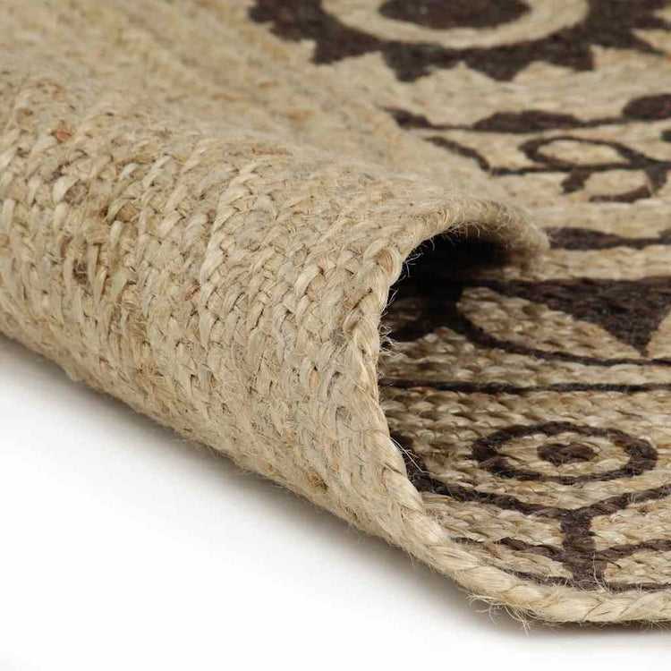 Viaxl tapis fait à la main avec imprimé brun foncé 90 cm jute