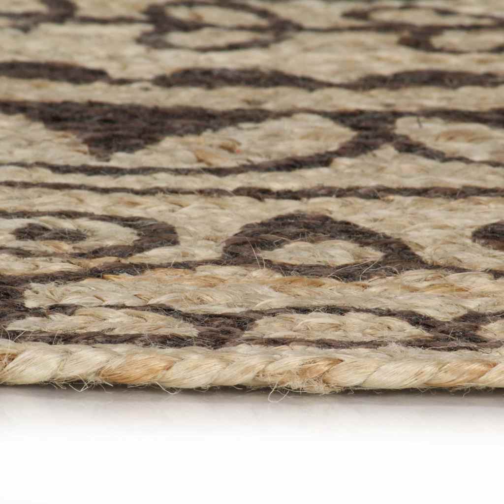 Viaxl tapis fait à la main avec imprimé brun foncé 90 cm jute